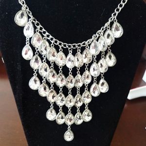 Diamond tier tear drop necklace